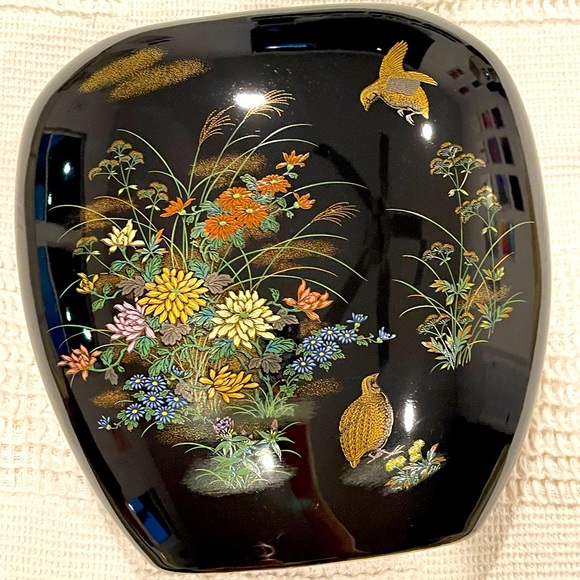 花ノけんじ Vintage Yamaji Japanese Flower Vase Hand Painted